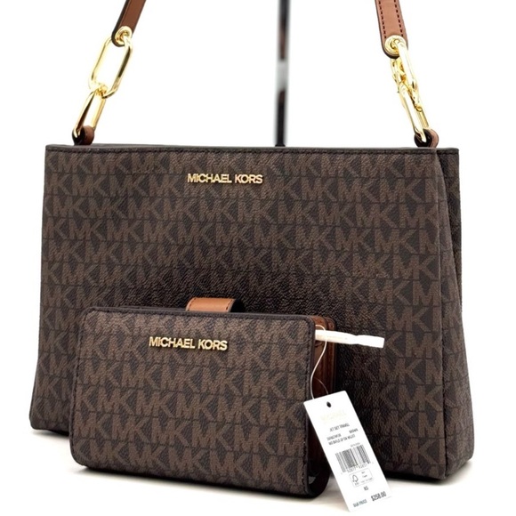 Michael Kors Handbags - Michael Kors Trisha Triple Compartment Crossbody Bag & Bifold Zip Chain Wallet